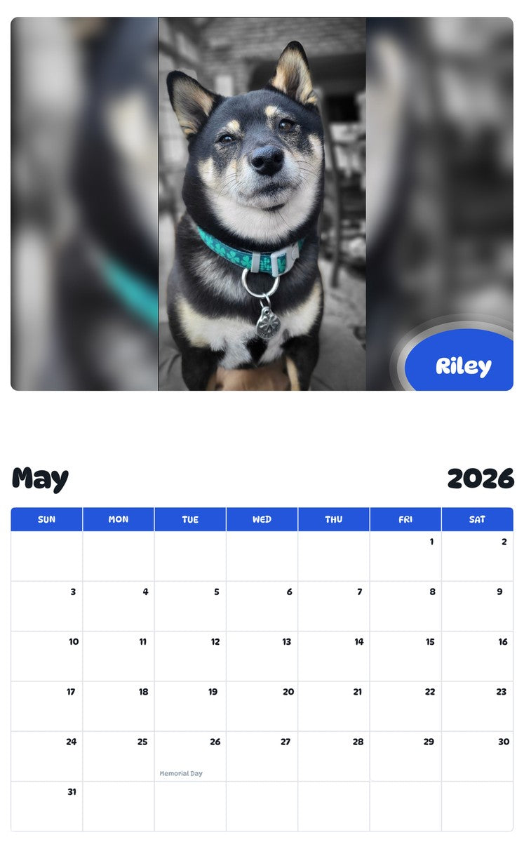 2026 - 2027 Riley - Pawidols Pet Calendar