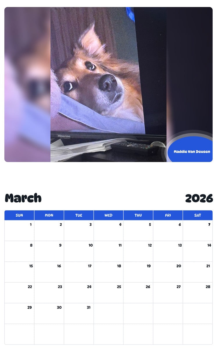 November 2025 - October 2026 Maddie Van Deusen - Pawidols Pet Calendar