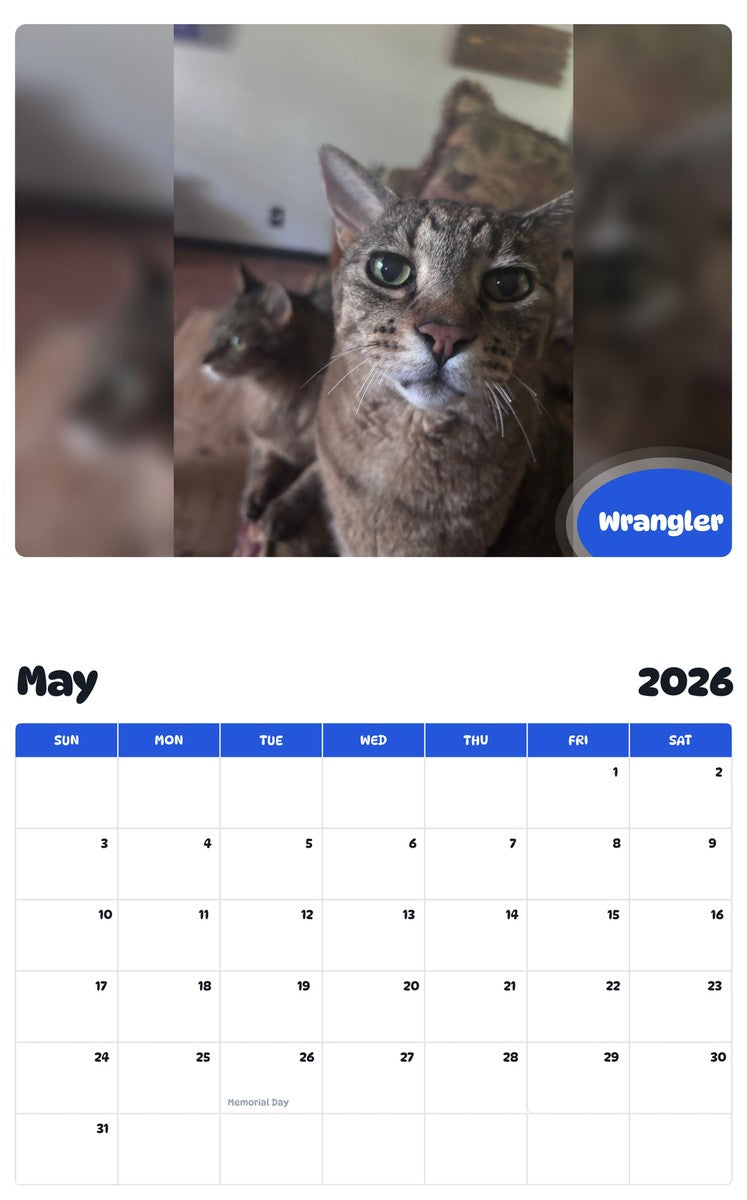 2026 - 2027 Wrangler - Pawidols Pet Calendar