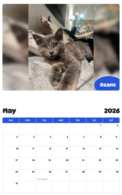 2026 - 2027 Beans - Pawidols Pet Calendar