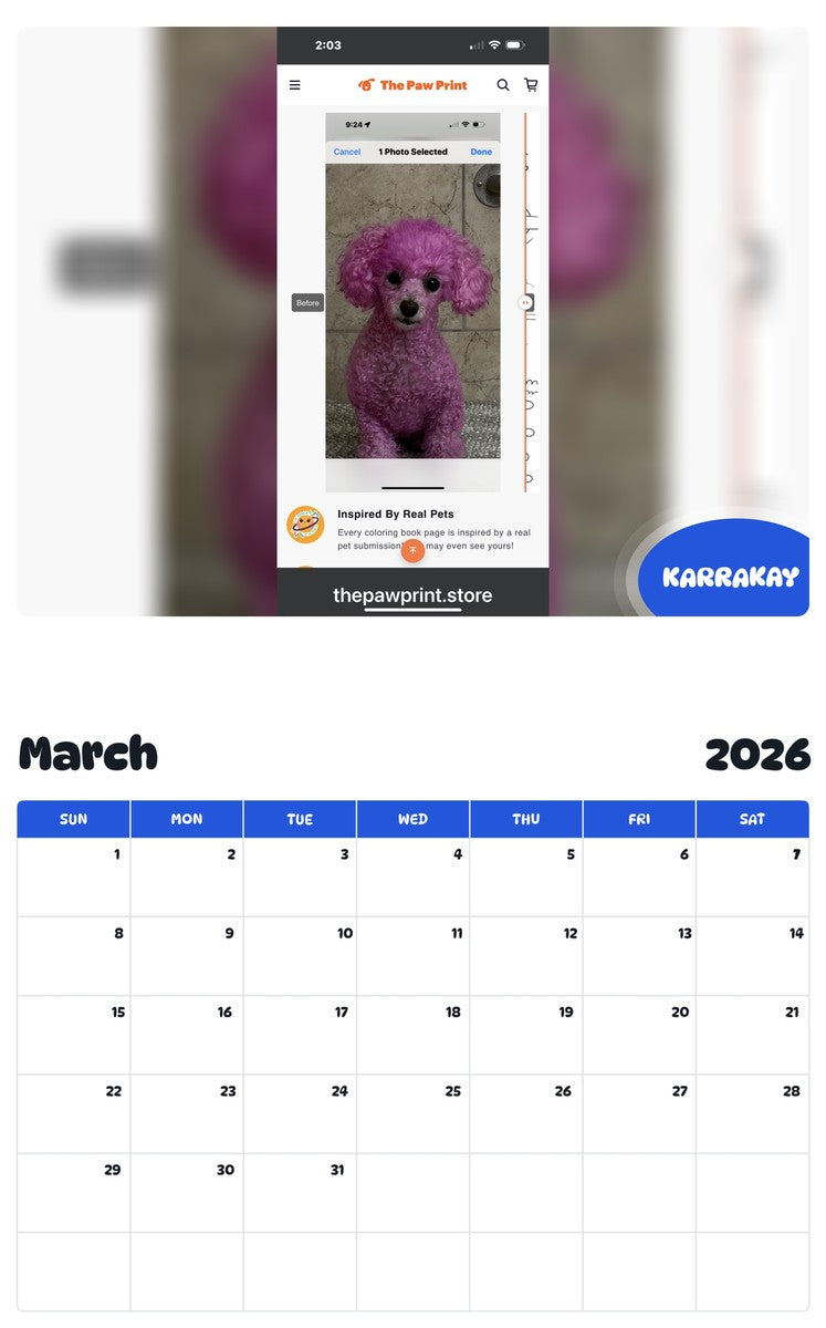November 2025 - October 2026 KARRAKAY - Pawidols Pet Calendar