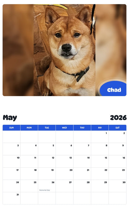 2026 - 2027 Chad - Pawidols Pet Calendar