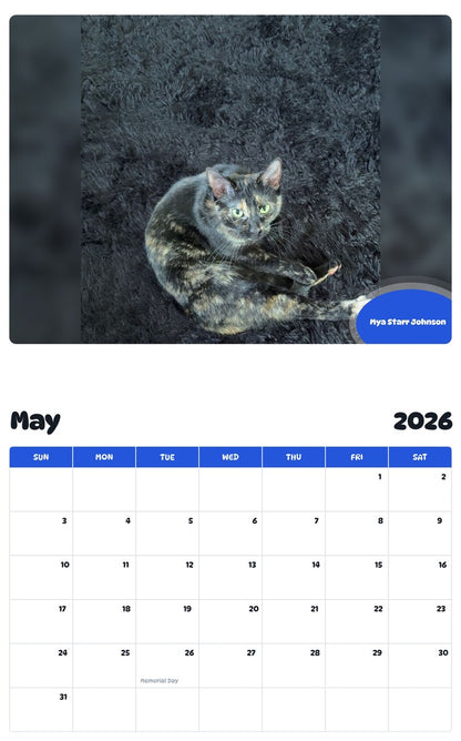 2026 - 2027 Mya Starr Johnson - Pawidols Pet Calendar