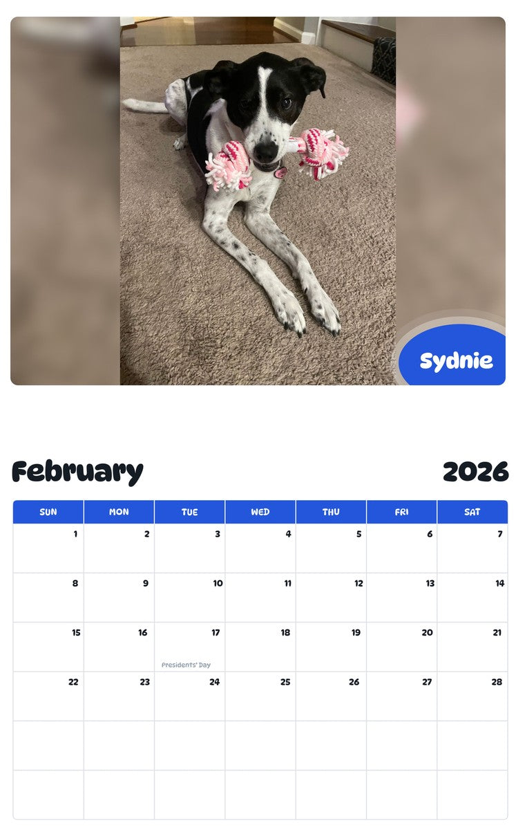 October 2025 - September 2026 Sydnie - Pawidols Pet Calendar