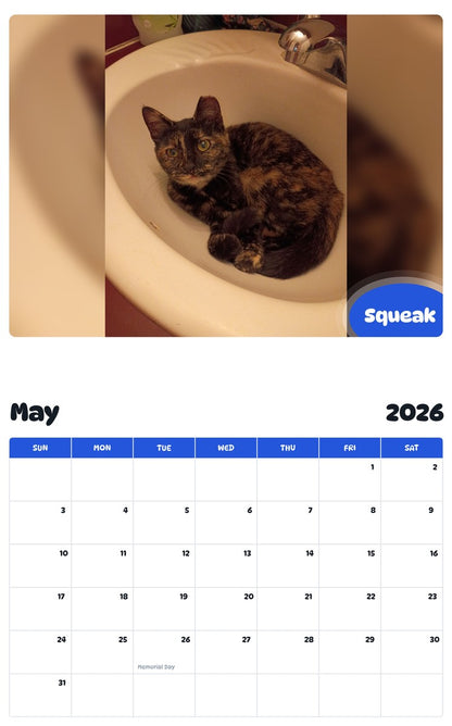 2026 - 2027 Squeak - Pawidols Pet Calendar