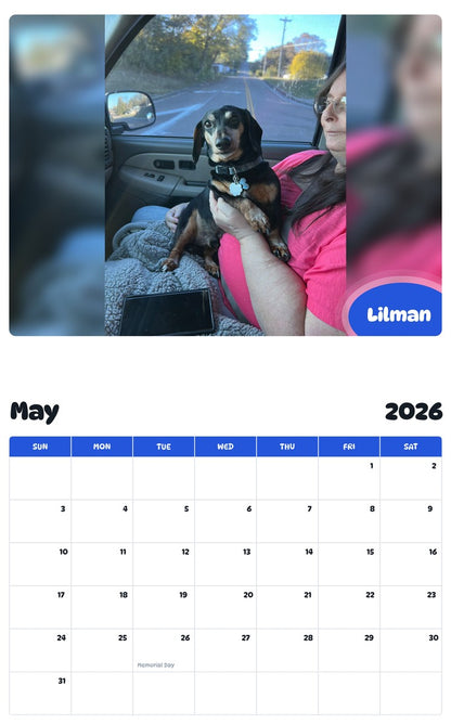 2026 - 2027 Lilman - Pawidols Pet Calendar