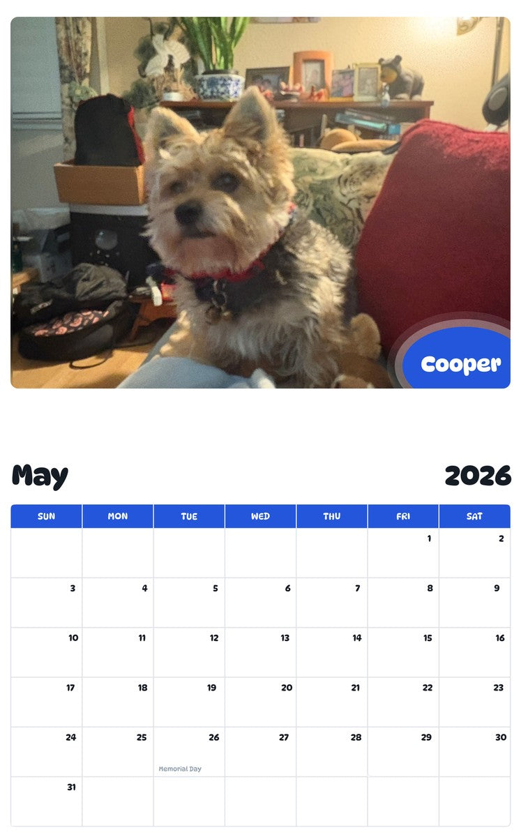 2026 - 2027 Cooper - Pawidols Pet Calendar