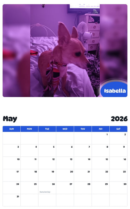 2026 - 2027 Isabella - Pawidols Pet Calendar