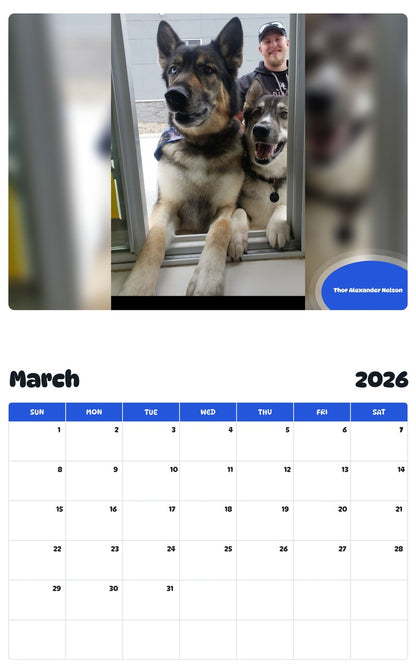 November 2025 - October 2026 Thor Alexander Nelson - Pawidols Pet Calendar