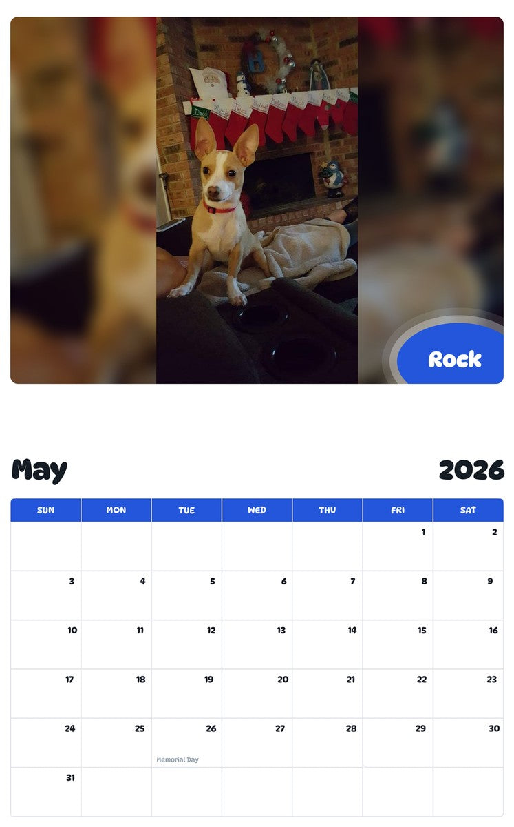 2026 - 2027 Rock - Pawidols Pet Calendar