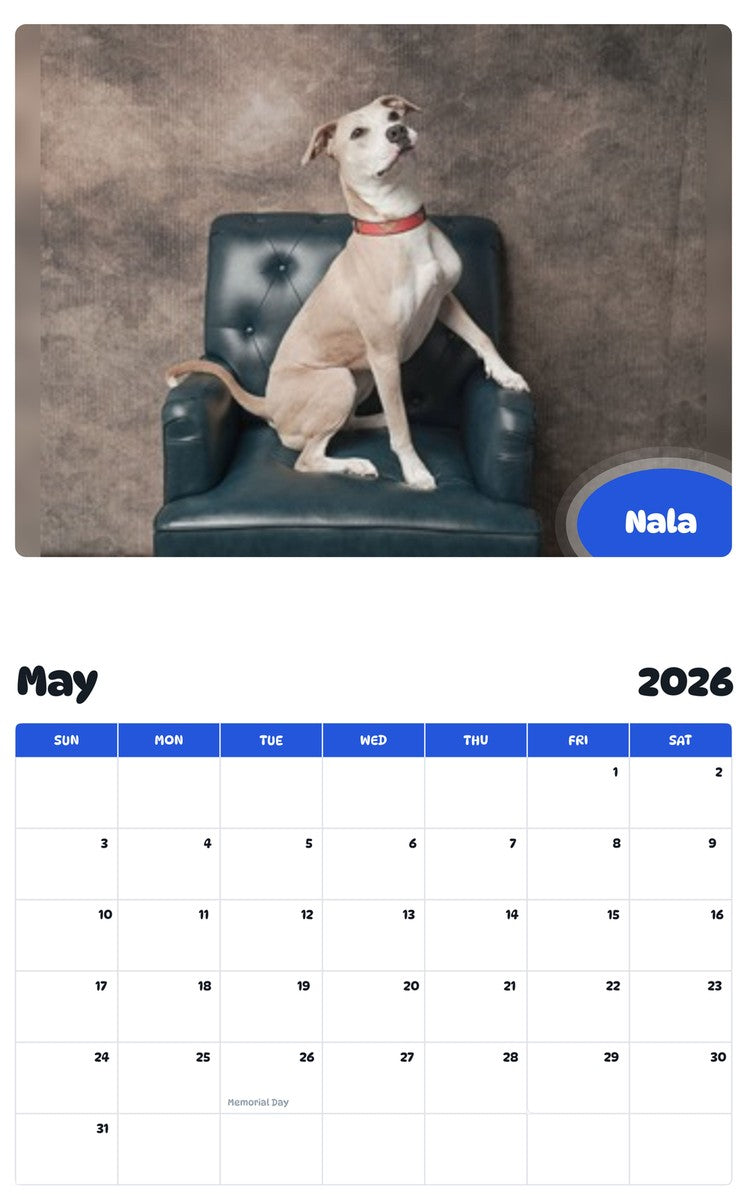 2026 - 2027 Nala - Pawidols Pet Calendar