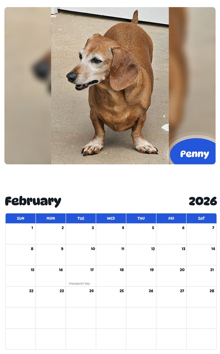 October 2025 - September 2026 Penny - Pawidols Pet Calendar