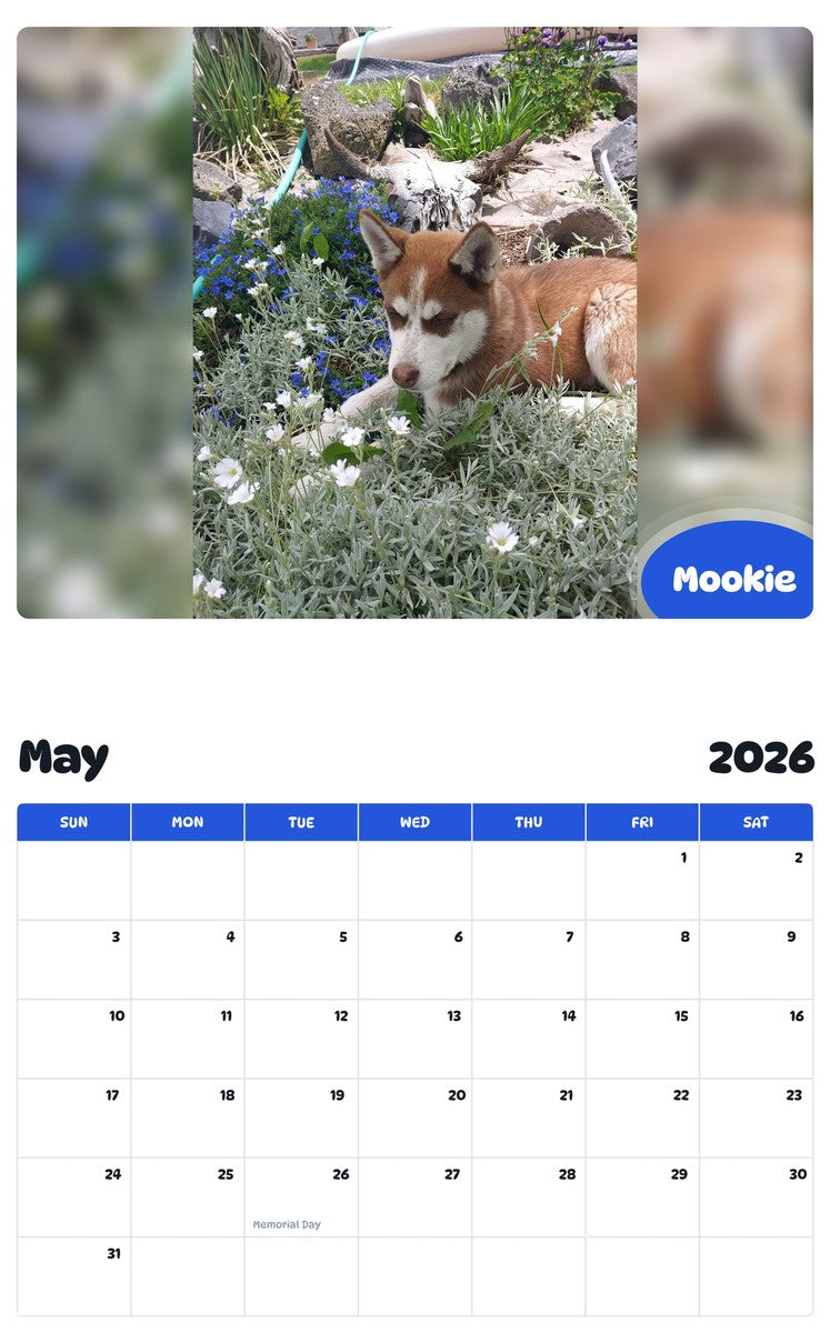 2026 - 2027 Mookie - Pawidols Pet Calendar