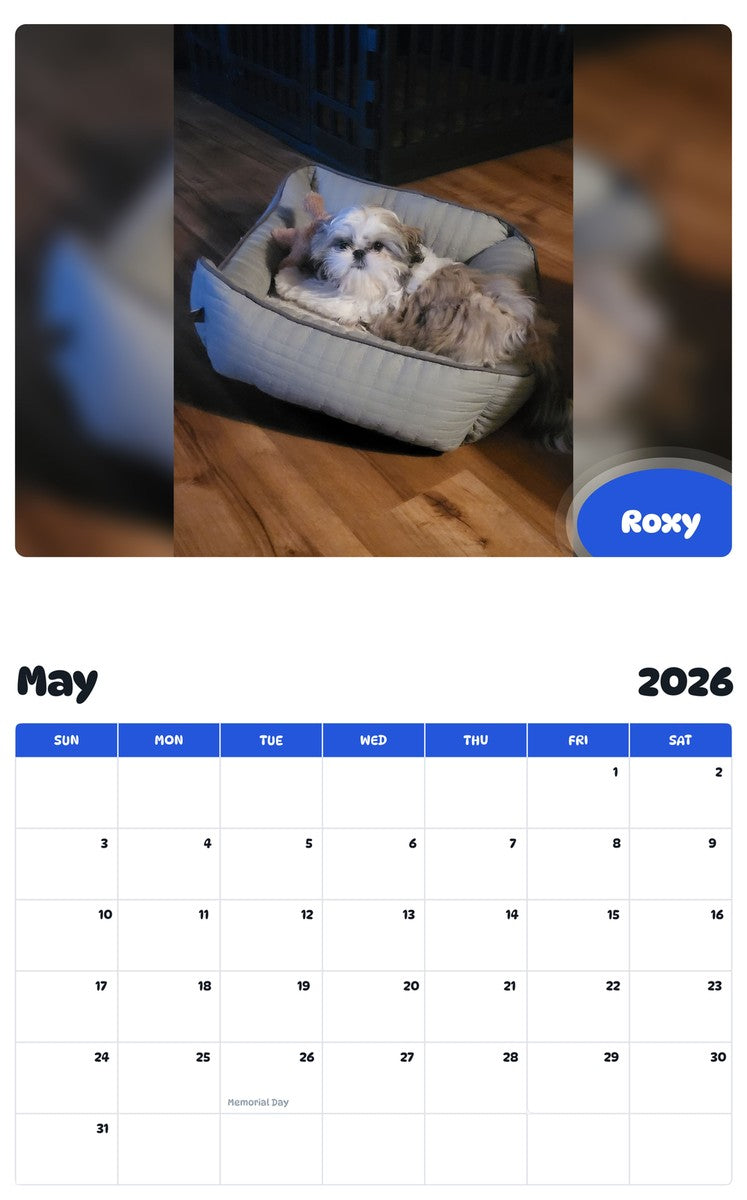 2026 - 2027 Roxy - Pawidols Pet Calendar