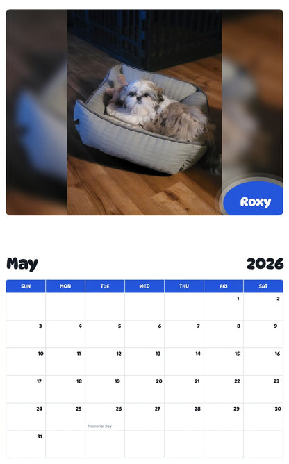 2026 - 2027 Roxy - Pawidols Pet Calendar