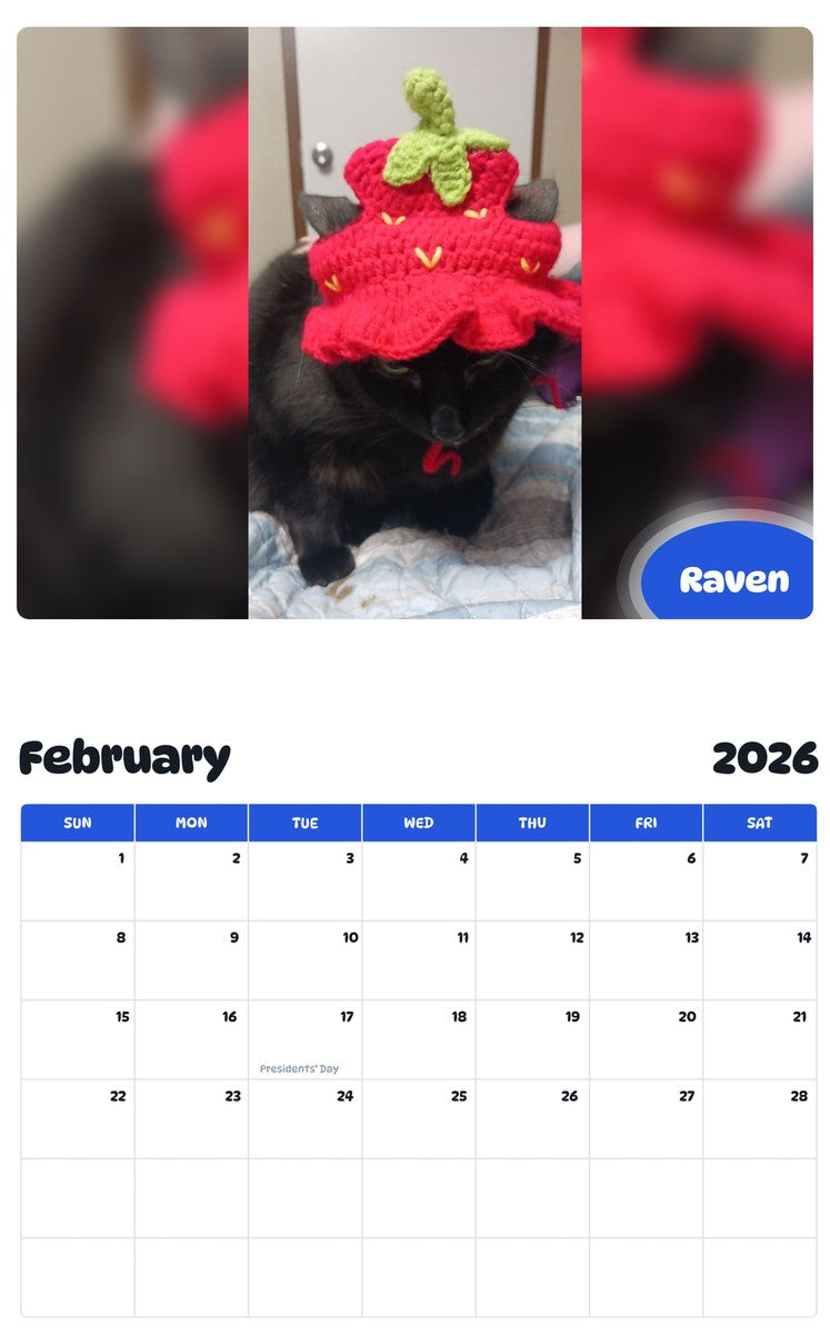 October 2025 - September 2026 Raven - Pawidols Pet Calendar
