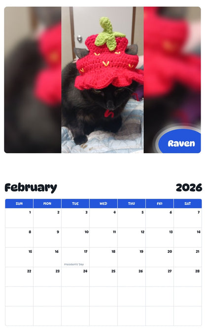 October 2025 - September 2026 Raven - Pawidols Pet Calendar