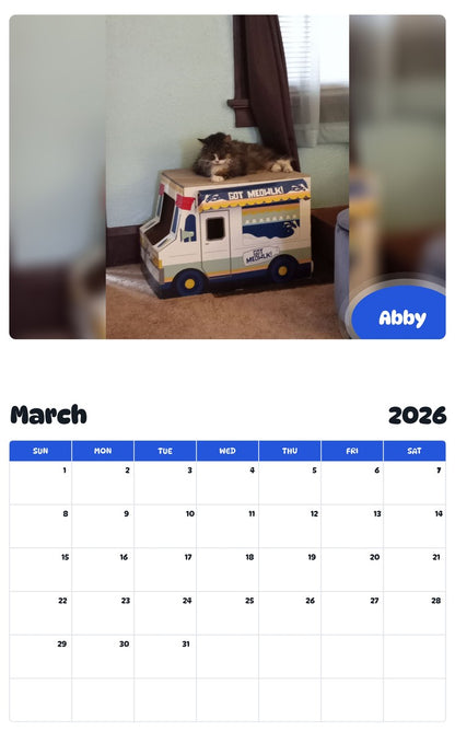 November 2025 - October 2026 Abby - Pawidols Pet Calendar