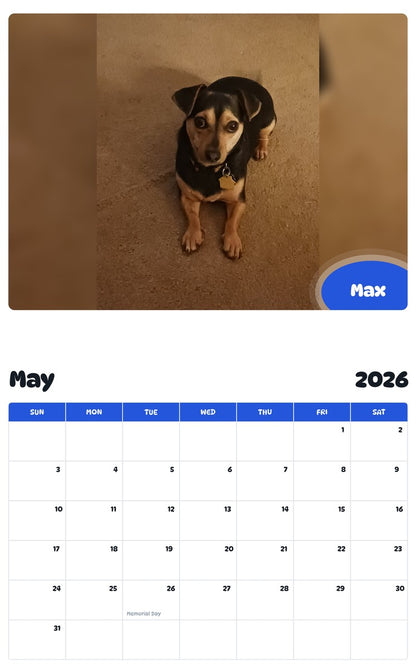 2026 - 2027 Max - Pawidols Pet Calendar