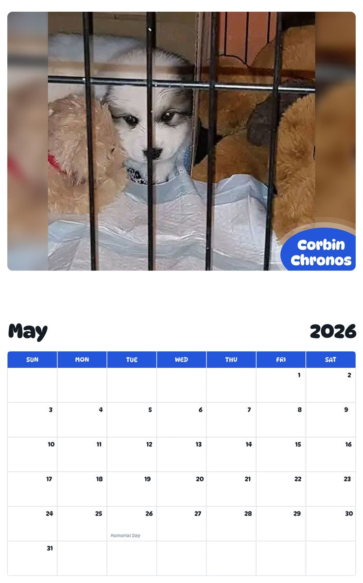 2026 - 2027 Corbin Chronos - Pawidols Pet Calendar