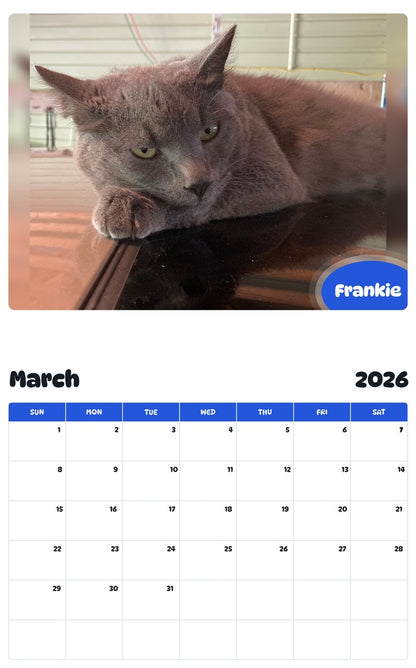 November 2025 - October 2026 Frankie - Pawidols Pet Calendar