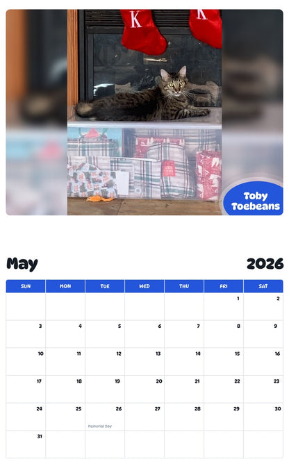 2026 - 2027 Toby Toebeans - Pawidols Pet Calendar