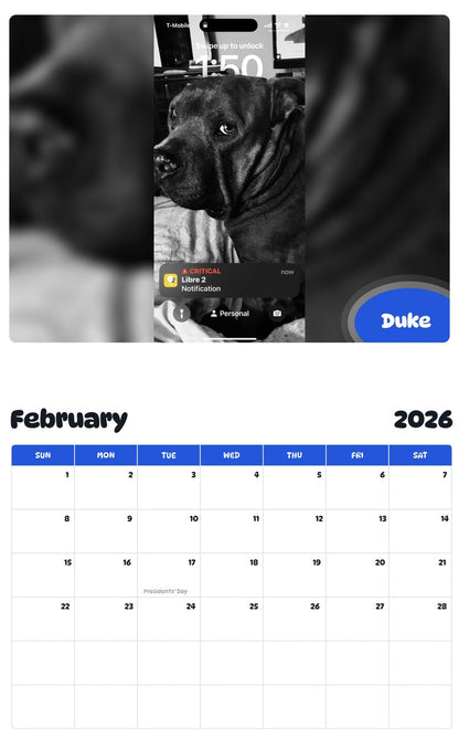 November 2025 - October 2026 Duke - Pawidols Pet Calendar