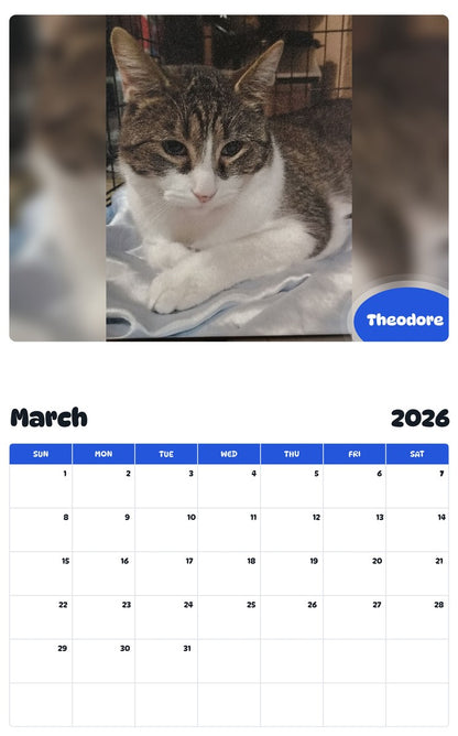 November 2025 - October 2026 Theodore - Pawidols Pet Calendar