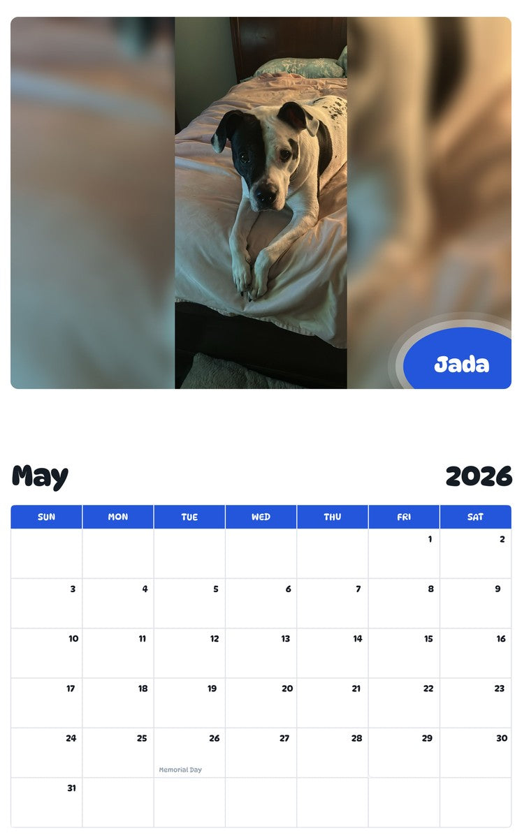 2026 - 2027 Jada - Pawidols Pet Calendar