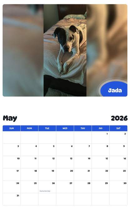 2026 - 2027 Jada - Pawidols Pet Calendar