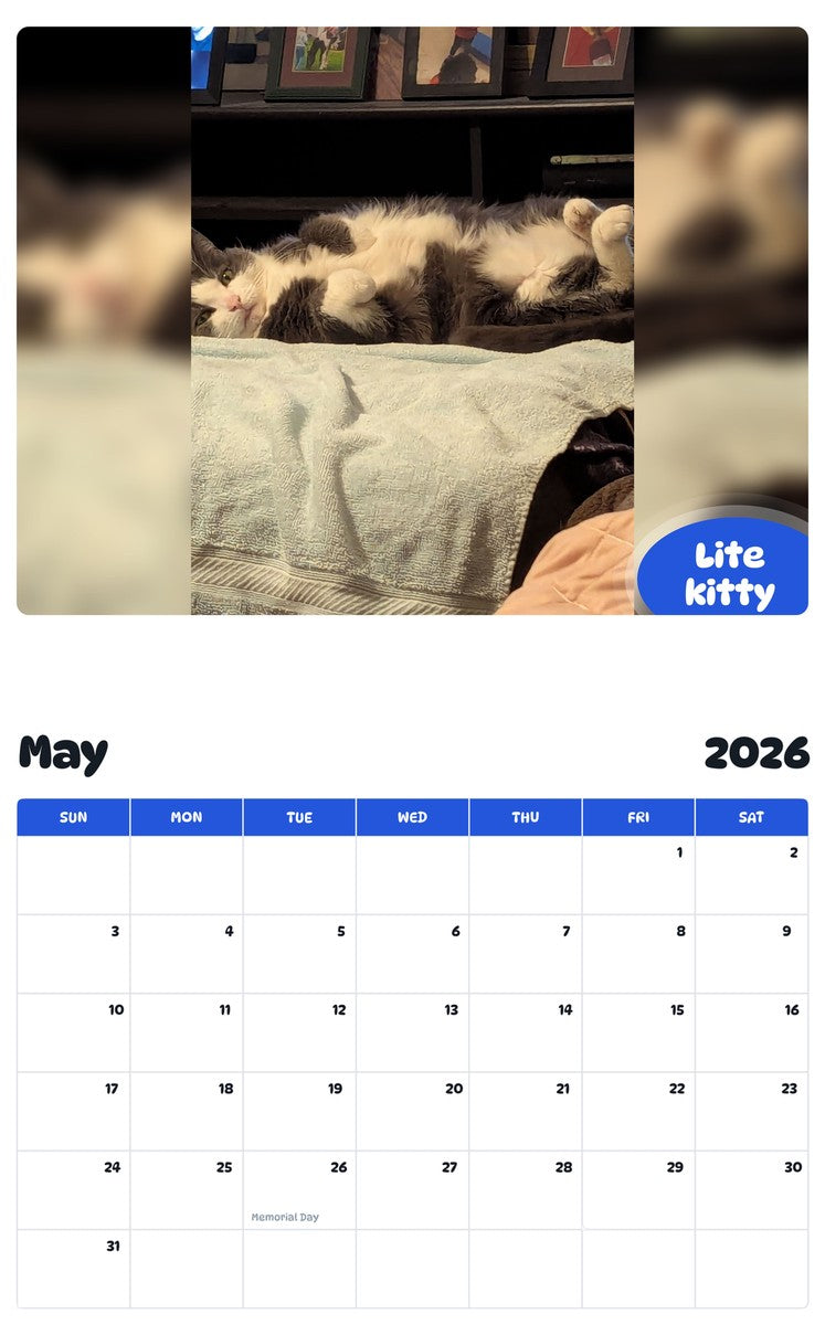2026 - 2027 Lite kitty - Pawidols Pet Calendar