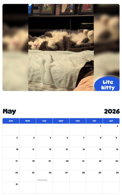 2026 - 2027 Lite kitty - Pawidols Pet Calendar