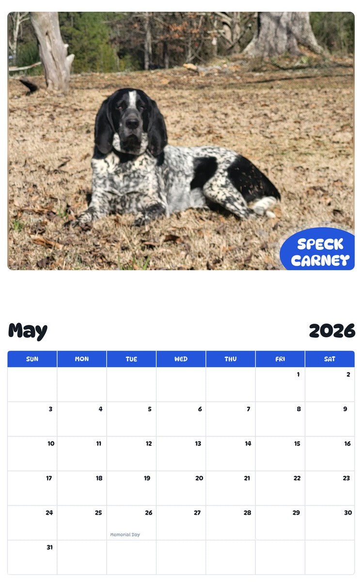 2026 - 2027 SPECK CARNEY - Pawidols Pet Calendar