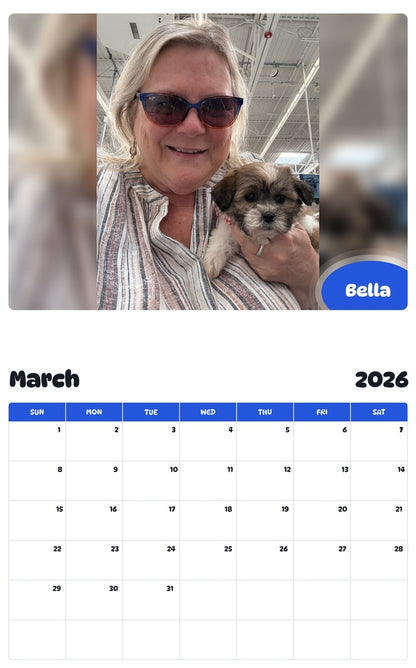 November 2025 - October 2026 Bella - Pawidols Pet Calendar
