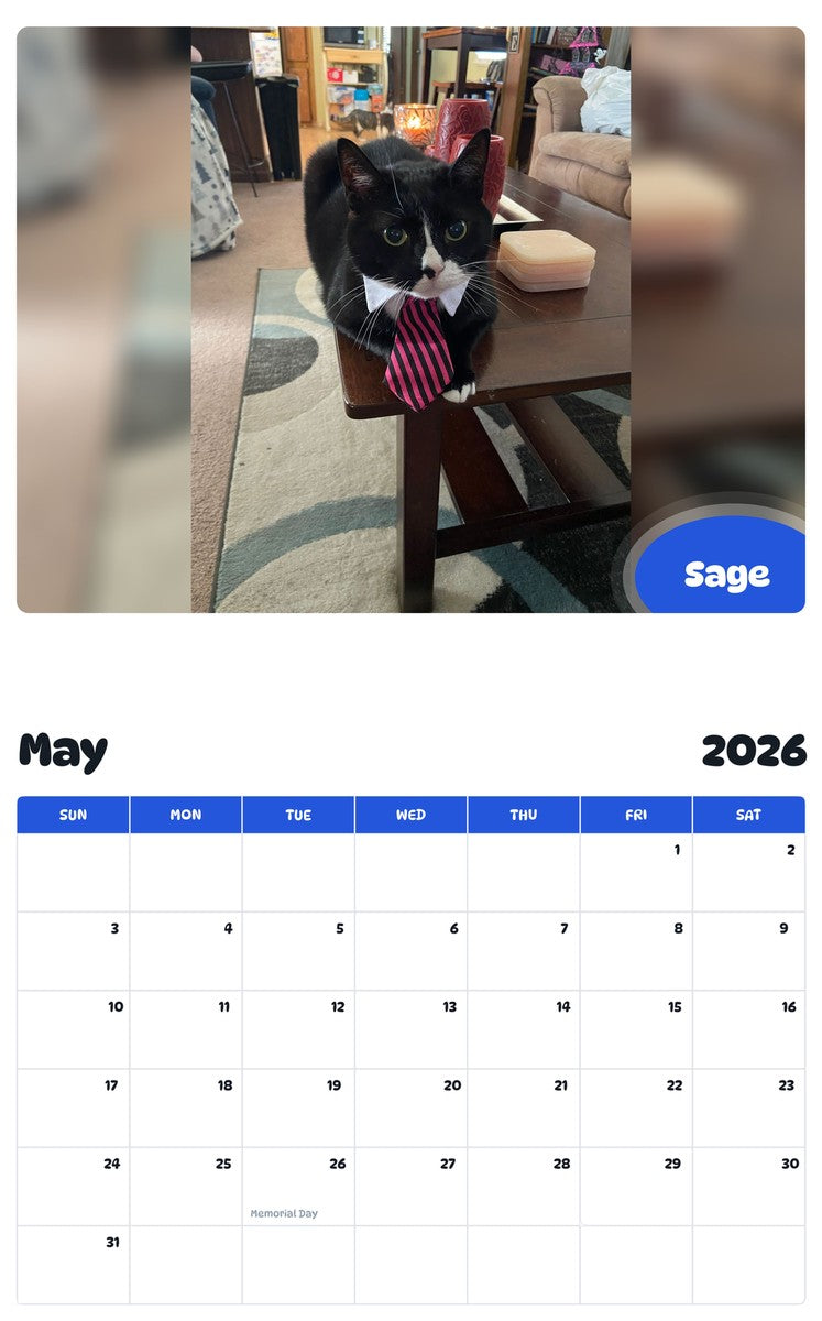 2026 - 2027 Sage - Pawidols Pet Calendar
