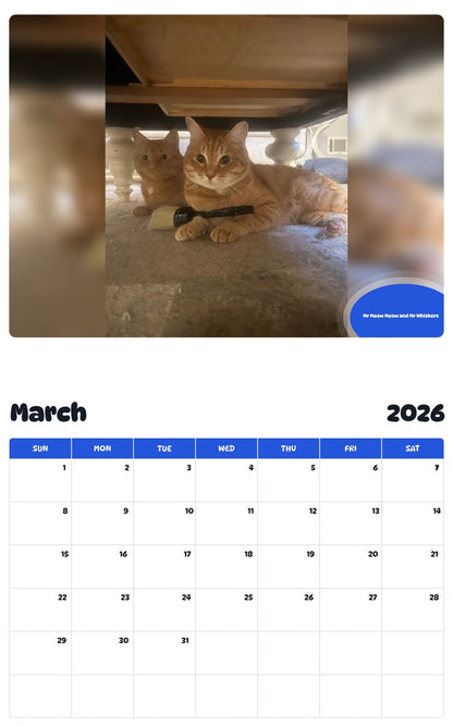 November 2025 - October 2026 Mr Meow Meow and Mr Whiskers - Pawidols Pet Calendar