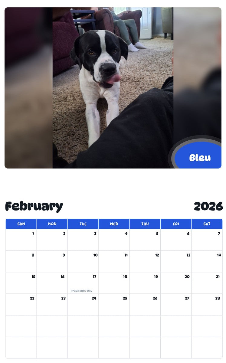 October 2025 - September 2026 Bleu - Pawidols Pet Calendar