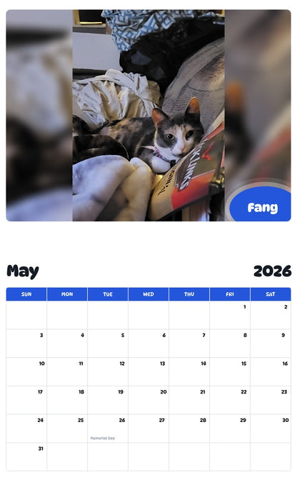 2026 - 2027 Fang - Pawidols Pet Calendar