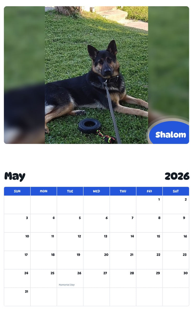 2026 - 2027 Shalom - Pawidols Pet Calendar