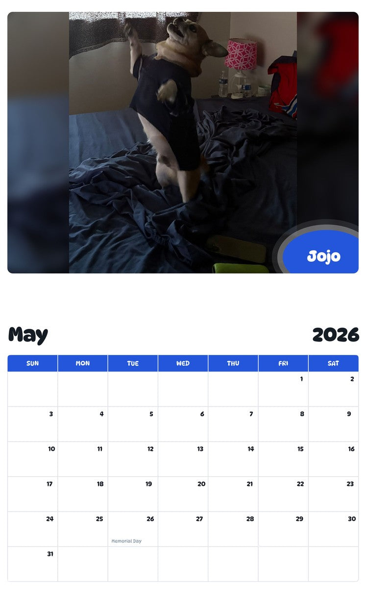 2026 - 2027 Jojo - Pawidols Pet Calendar