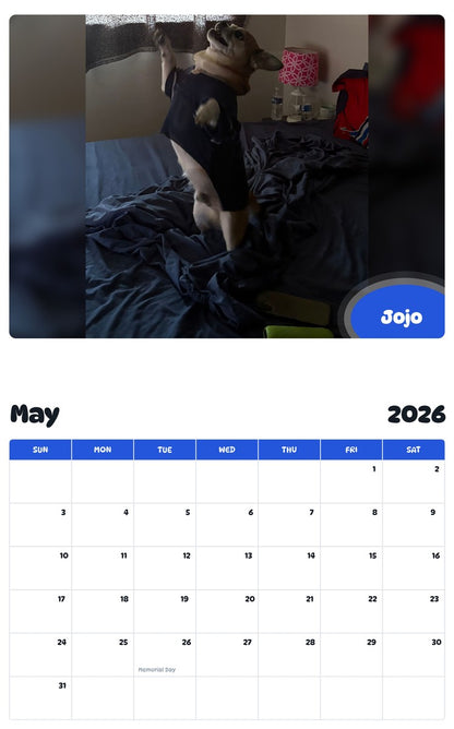 2026 - 2027 Jojo - Pawidols Pet Calendar