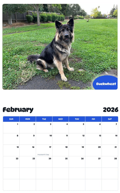 October 2025 - September 2026 Buckwheat - Pawidols Pet Calendar