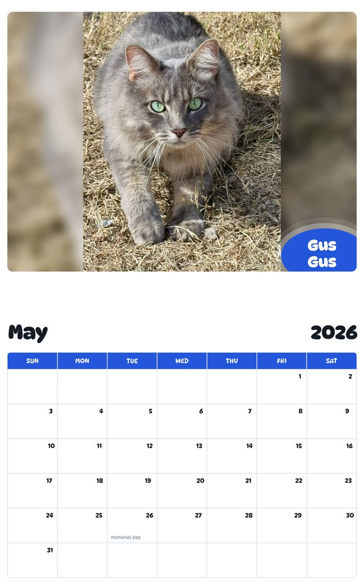 2026 - 2027 Gus Gus - Pawidols Pet Calendar