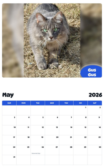 2026 - 2027 Gus Gus - Pawidols Pet Calendar