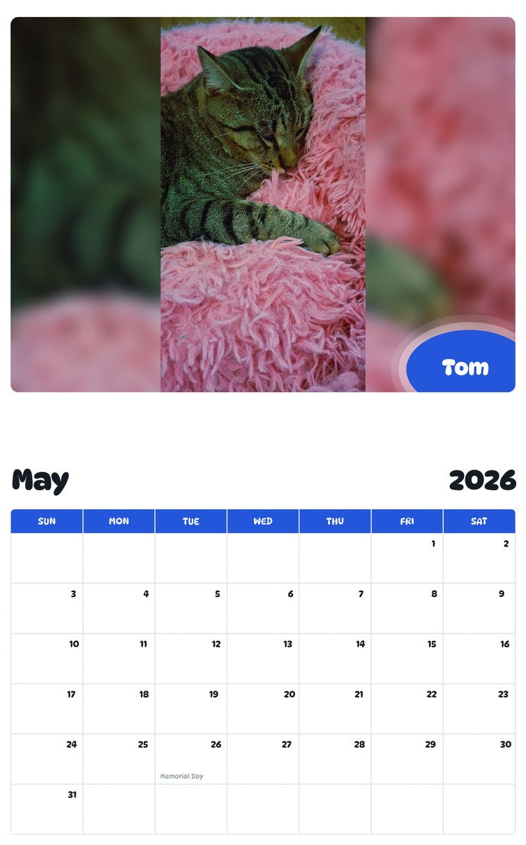2026 - 2027 Tom - Pawidols Pet Calendar