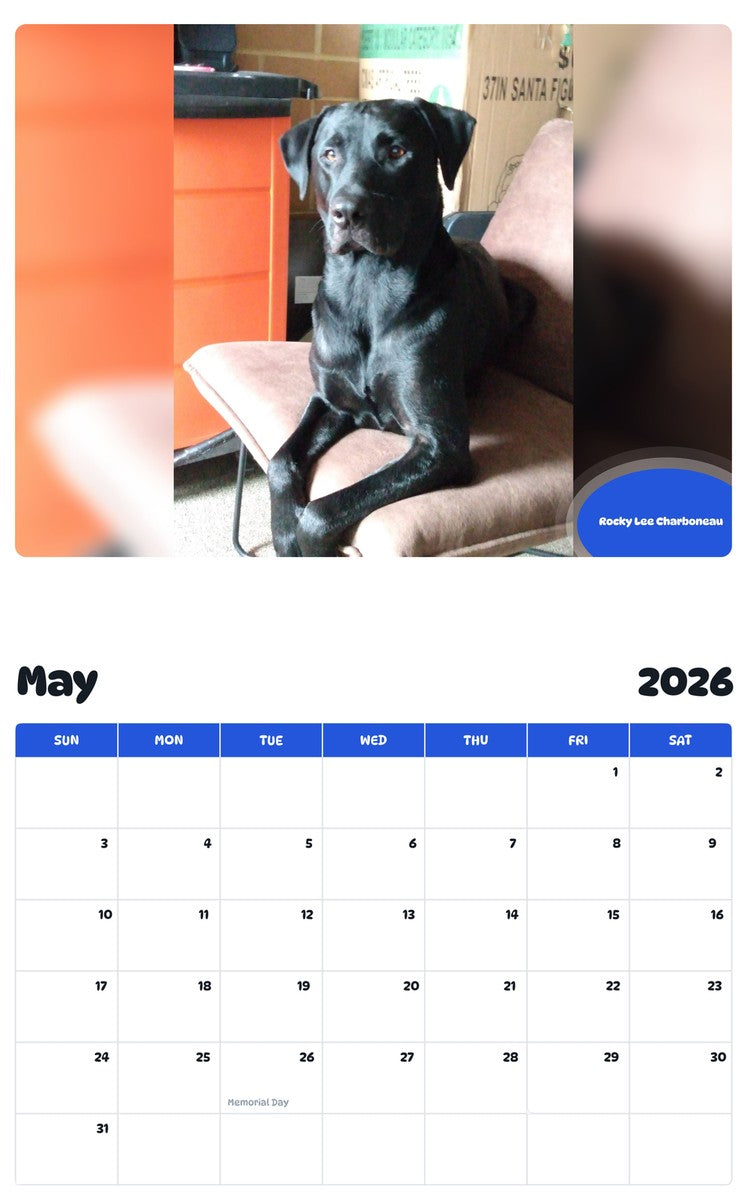 2026 - 2027 Rocky Lee Charboneau - Pawidols Pet Calendar