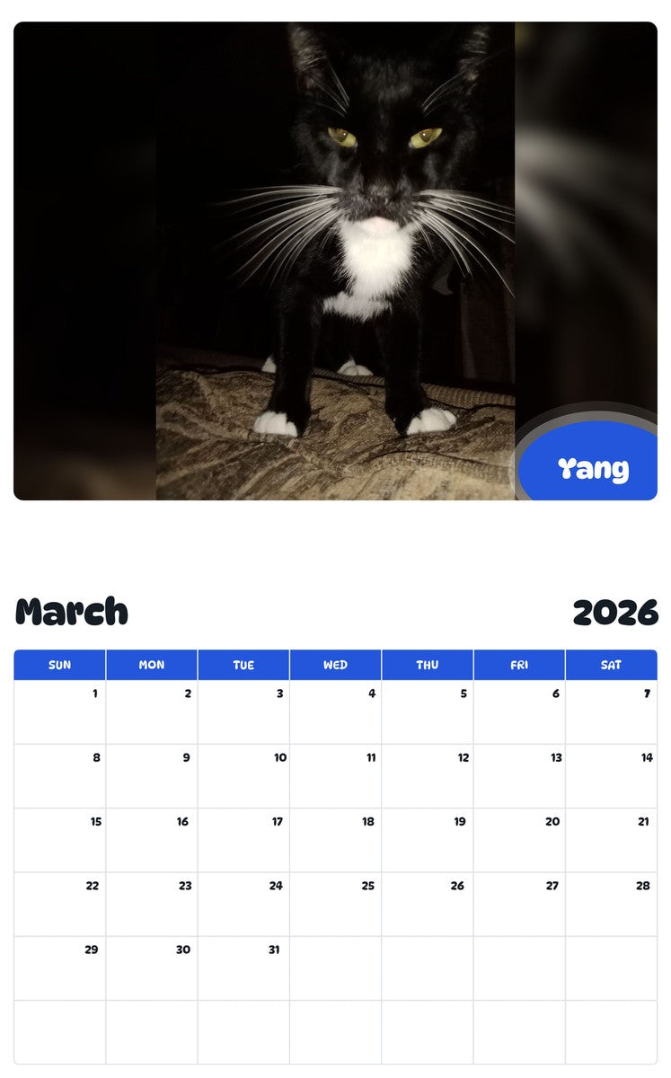 November 2025 - October 2026 Yang - Pawidols Pet Calendar
