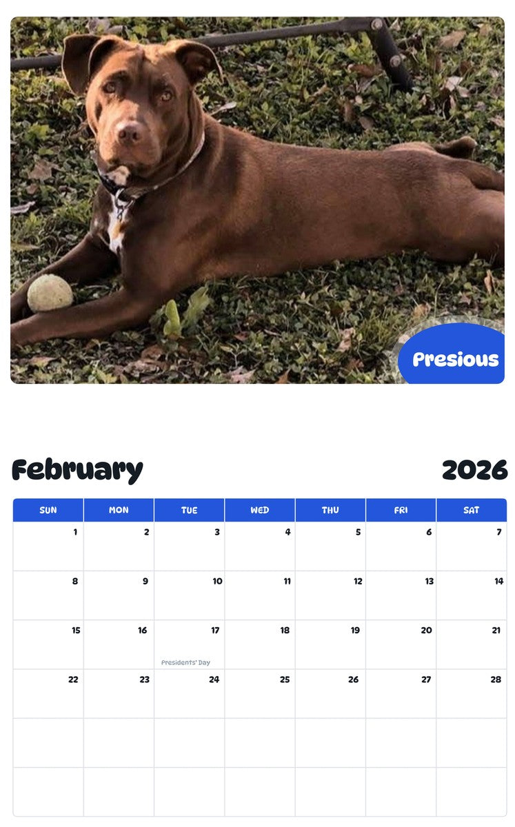 October 2025 - September 2026 Presious - Pawidols Pet Calendar