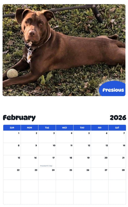 October 2025 - September 2026 Presious - Pawidols Pet Calendar