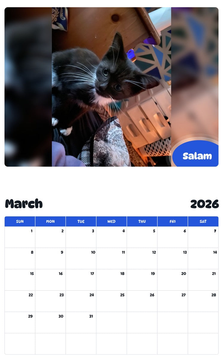 November 2025 - October 2026 Salam - Pawidols Pet Calendar
